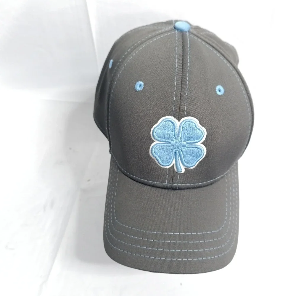 Black Clover Live Lucky Fitted Golf Hat Grey Light Blue Embroidered Logo #1